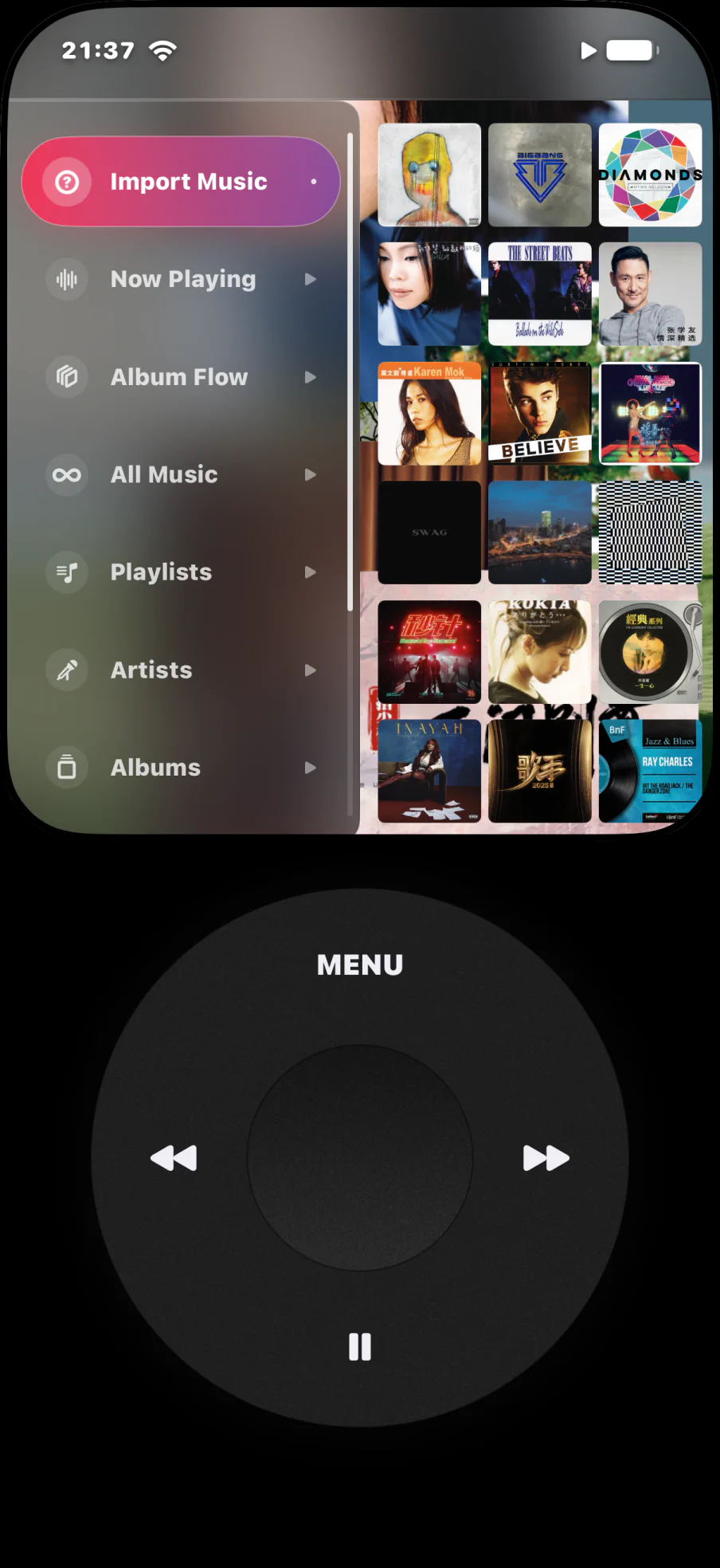 UltraPod music library menu